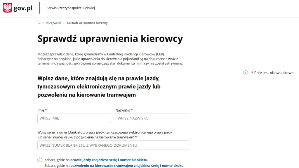 Weryfikacja prawa jazdy kierowcy