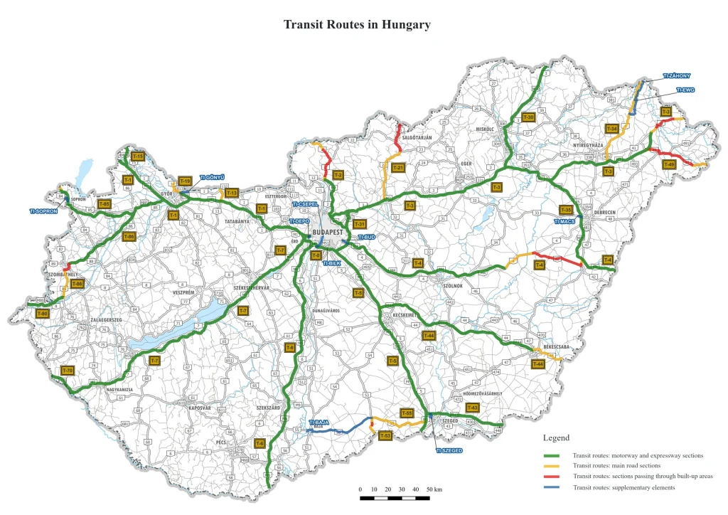 Nowe zasady tranzytu na Węgrzech – ciężarówki pow. 20t DMC muszą jechać  wyłącznie wyznaczonymi drogami
